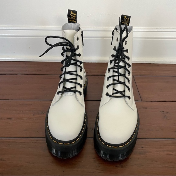 Dr Martens Jadon Smooth Leather White Platform Boots Size 8 - Picture 4 of 8